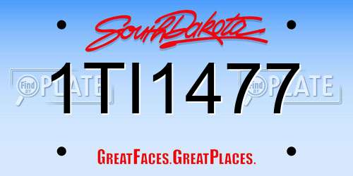1TI1477 South Dakota License Plate