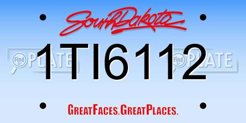1TI6112 South Dakota License Plate