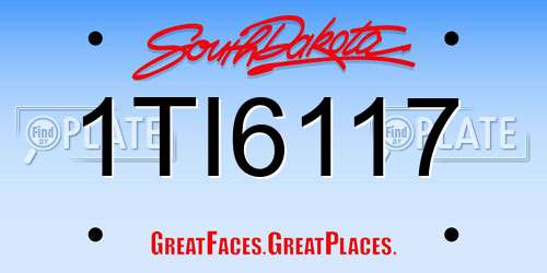 1TI6117 South Dakota License Plate