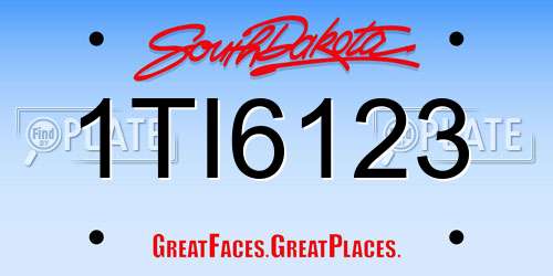 1TI6123 South Dakota License Plate