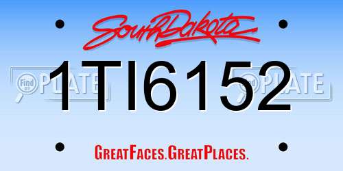 1TI6152 South Dakota License Plate