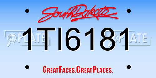 1TI6181 South Dakota License Plate