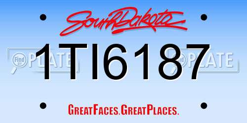 1TI6187 South Dakota License Plate