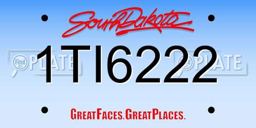 1TI6222 South Dakota License Plate