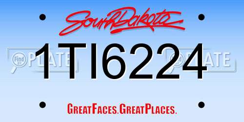 1TI6224 South Dakota License Plate
