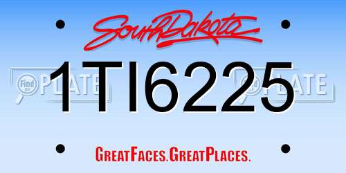 1TI6225 South Dakota License Plate