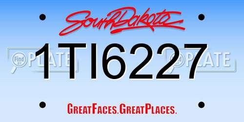 1TI6227 South Dakota License Plate