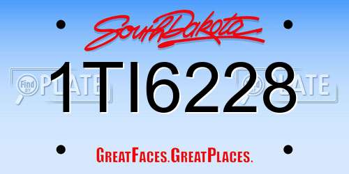 1TI6228 South Dakota License Plate