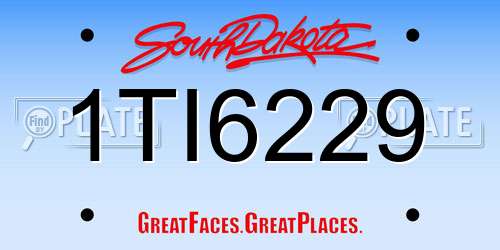 1TI6229 South Dakota License Plate