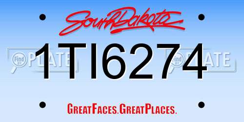1TI6274 South Dakota License Plate