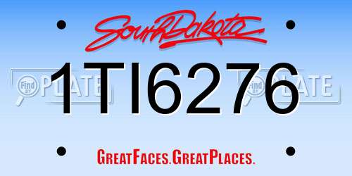 1TI6276 South Dakota License Plate