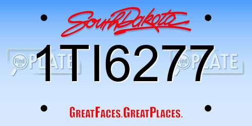 1TI6277 South Dakota License Plate