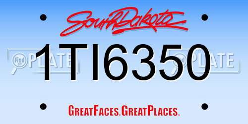 1TI6350 South Dakota License Plate