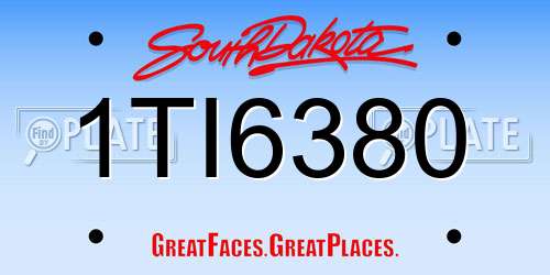 1TI6380 South Dakota License Plate