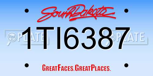 1TI6387 South Dakota License Plate