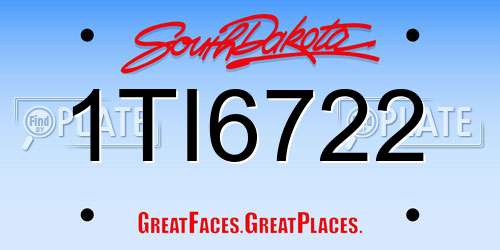 1TI6722 South Dakota License Plate