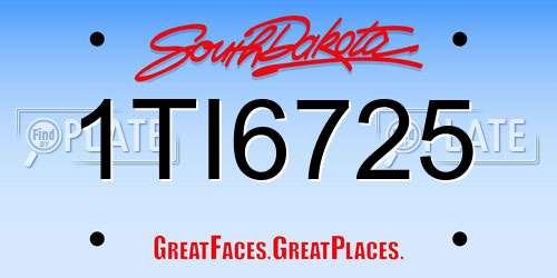 1TI6725 South Dakota License Plate