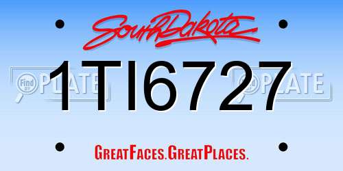 1TI6727 South Dakota License Plate