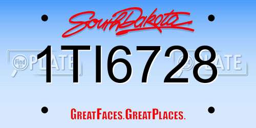 1TI6728 South Dakota License Plate