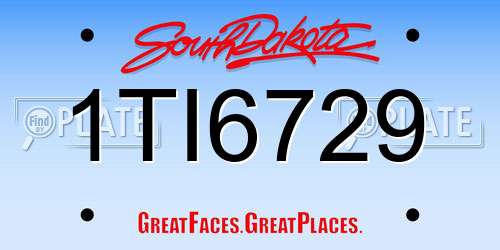 1TI6729 South Dakota License Plate