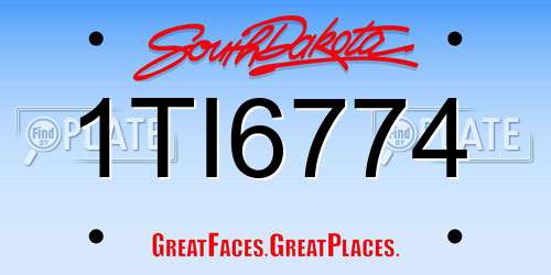 1TI6774 South Dakota License Plate