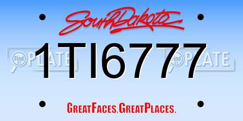 1TI6777 South Dakota License Plate
