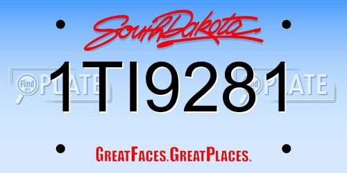 1TI9281 South Dakota License Plate