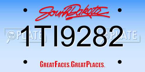 1TI9282 South Dakota License Plate