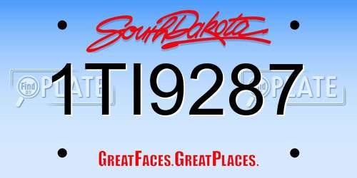 1TI9287 South Dakota License Plate