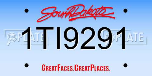 1TI9291 South Dakota License Plate
