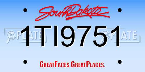 1TI9751 South Dakota License Plate