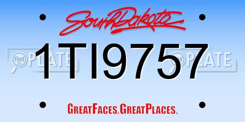 1TI9757 South Dakota License Plate