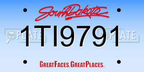 1TI9791 South Dakota License Plate