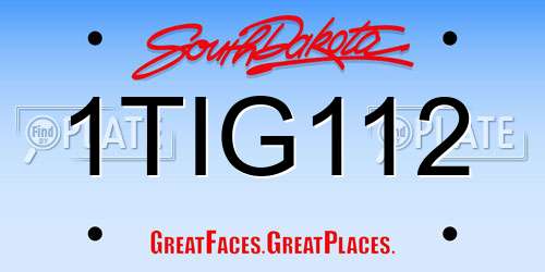 1TIG112 South Dakota License Plate