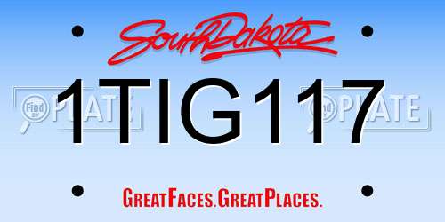 1TIG117 South Dakota License Plate
