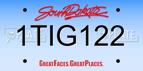 1TIG122 South Dakota License Plate