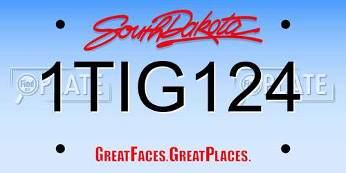 1TIG124 South Dakota License Plate