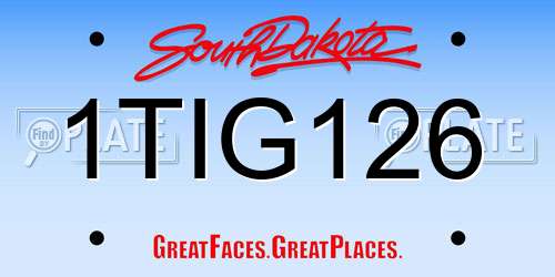 1TIG126 South Dakota License Plate