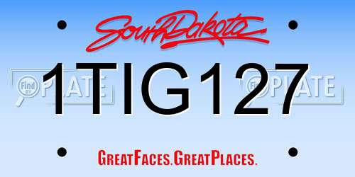 1TIG127 South Dakota License Plate