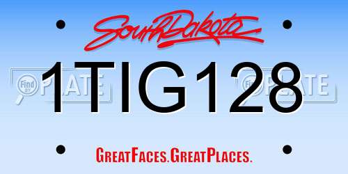 1TIG128 South Dakota License Plate