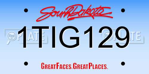 1TIG129 South Dakota License Plate