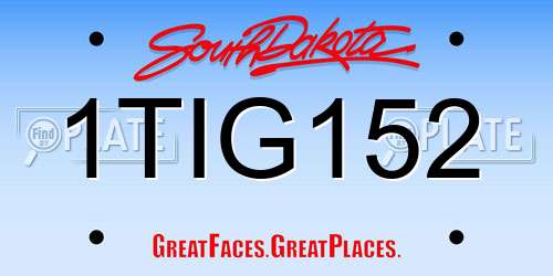 1TIG152 South Dakota License Plate