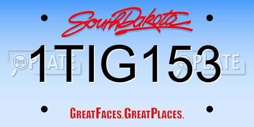 1TIG153 South Dakota License Plate