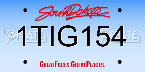 1TIG154 South Dakota License Plate