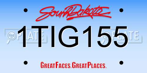 1TIG155 South Dakota License Plate