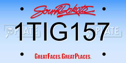 1TIG157 South Dakota License Plate
