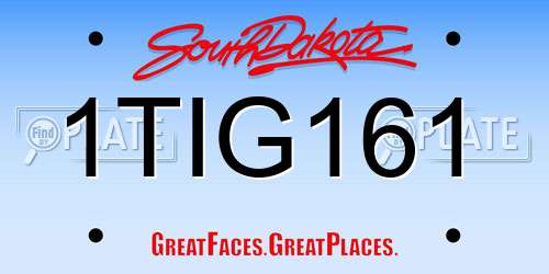 1TIG161 South Dakota License Plate