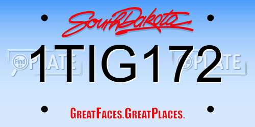 1TIG172 South Dakota License Plate