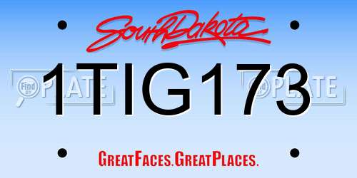 1TIG173 South Dakota License Plate