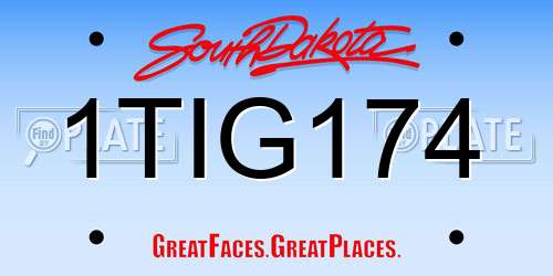 1TIG174 South Dakota License Plate
